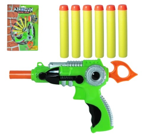 PISTOLA LANCA DARDO ESPUMA C/6 DARDOS AIROGUN 